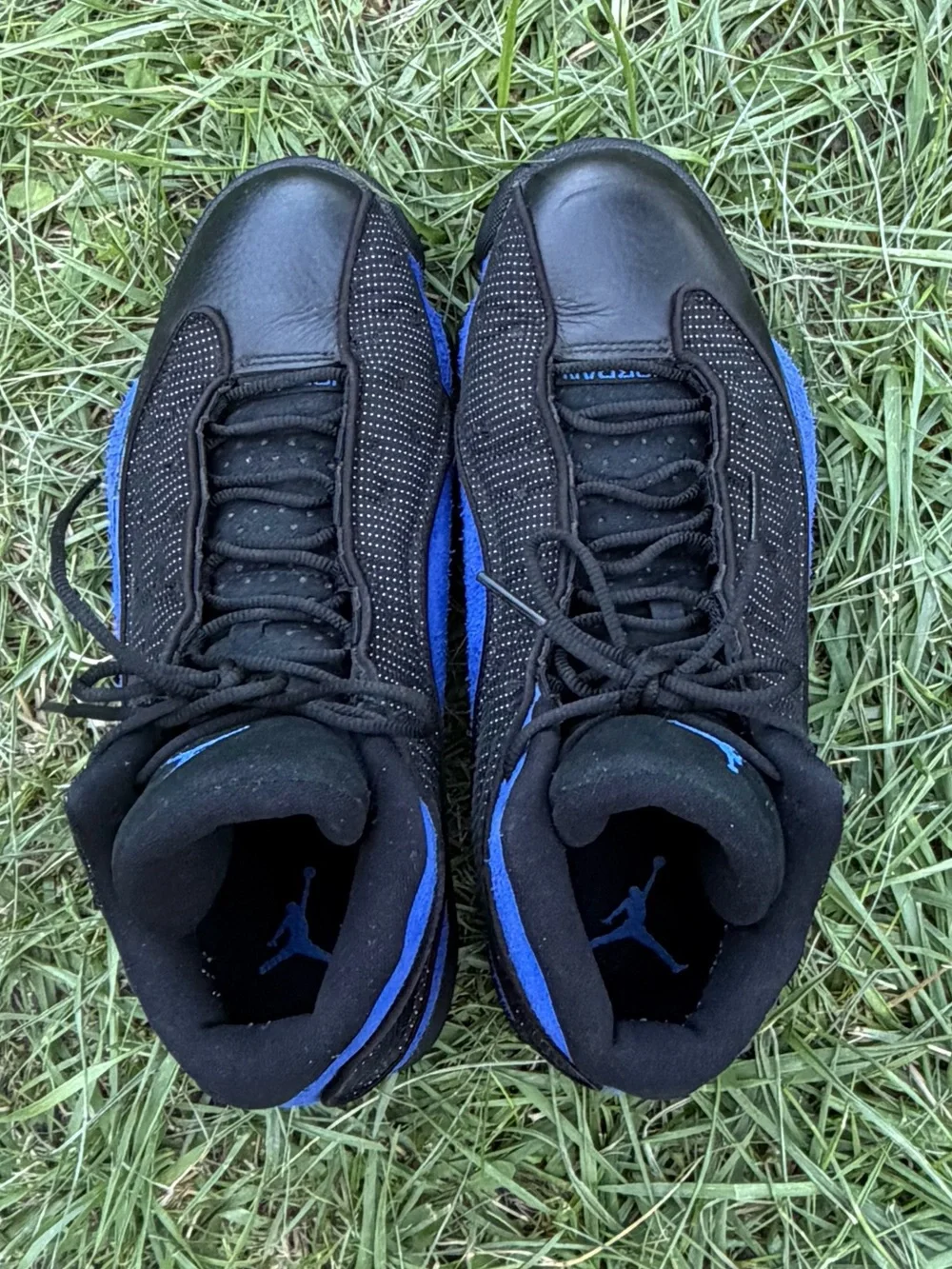 Jordan Black and Royal Blue High-Top Basketball Sneakers
